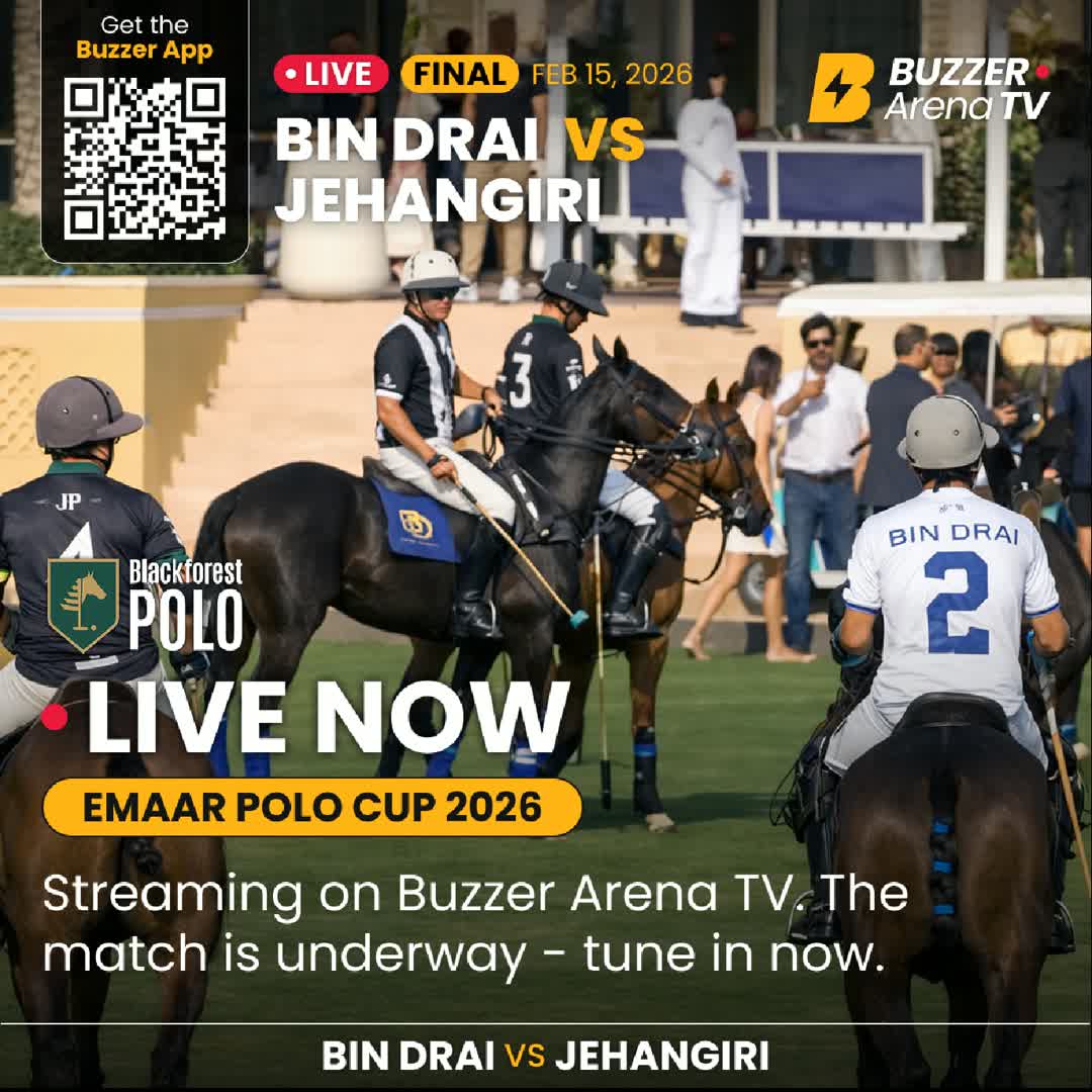 Post by Buzzer Fan: 🏇🤩 The moment is HERE. EMAAR Polo Cup FINAL is officially underway! Bin Drai 🆚 Jehangiri 🏆 The title is on the...