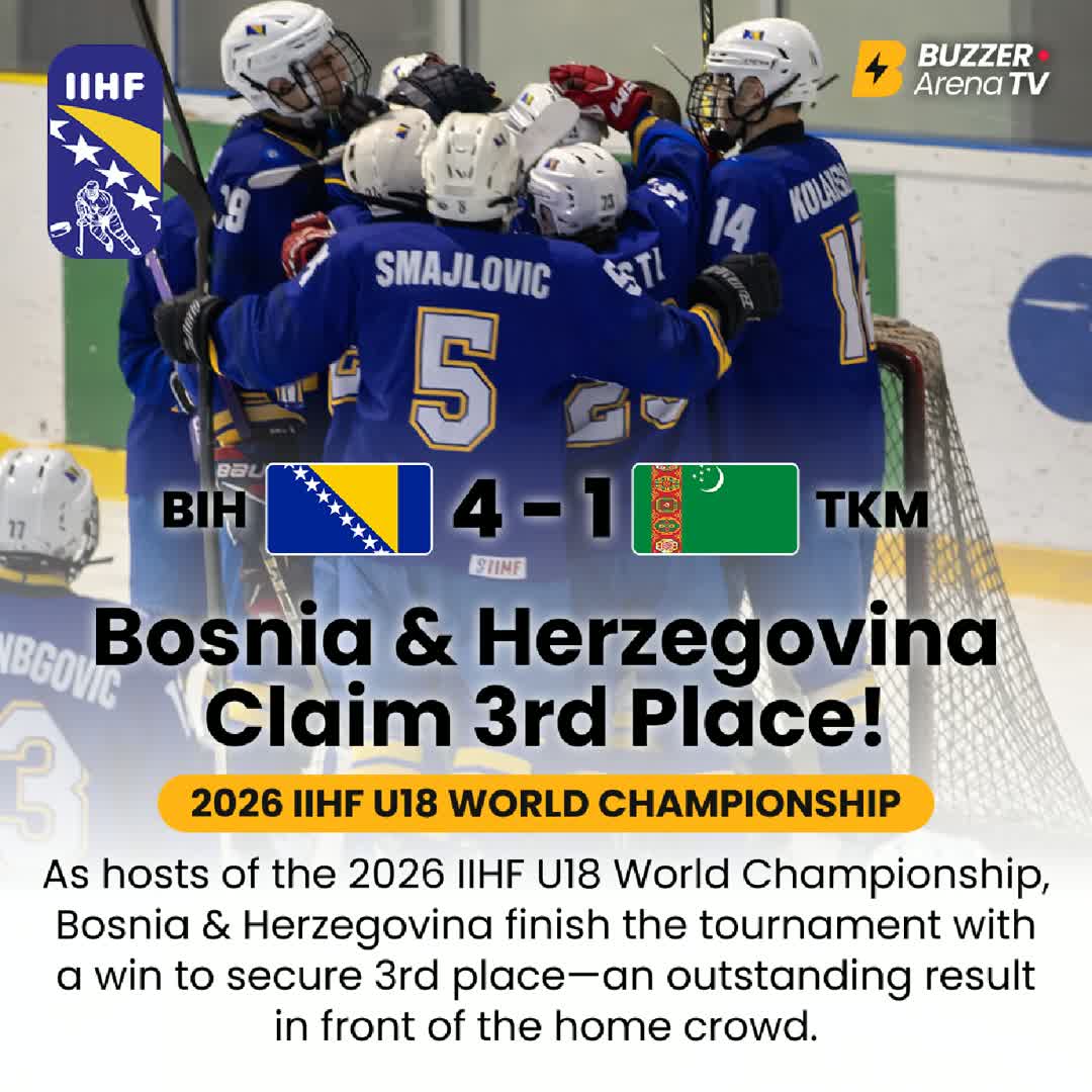 Post by Buzzer Fan: 🏒 BRONZE SECURED! 🇧🇦 At the IIHF Ice Hockey U18 World Championship — Bosnia and Herzegovina defeat Turkmenistan...