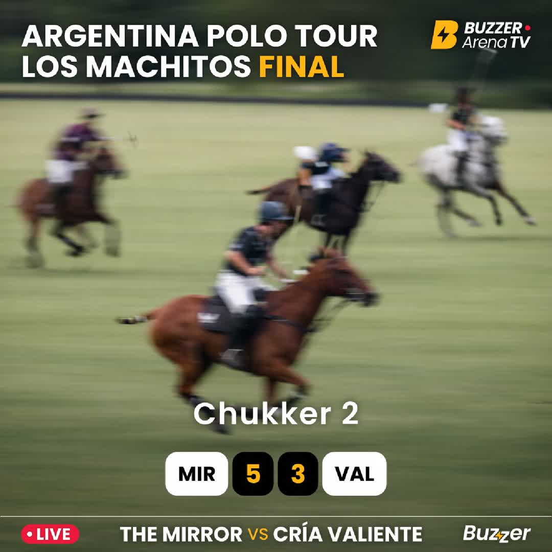 Post by Buzzer Fan: END OF 2ND CHUKKER 🐎🔥 The Mirror turns the game around and now leads 5–3 against Cría Valiente in the Argentina...