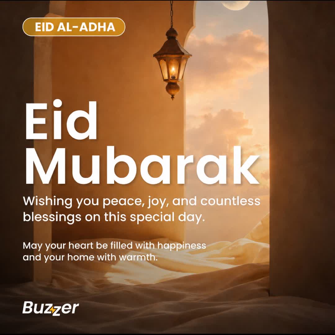Post by Buzzer Fan: 🌙 Eid Al-Adha Mubarak from Buzzer. Wishing you peace, happiness, and countless beautiful moments with your loved...