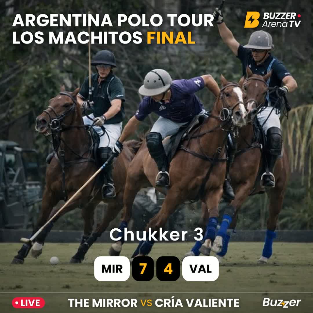 Post by Buzzer Fan: END OF 3RD CHUKKER 🐎🔥 The Mirror extends the lead to 7–4 against Cría Valiente in the Argentina Polo Tour – Los...