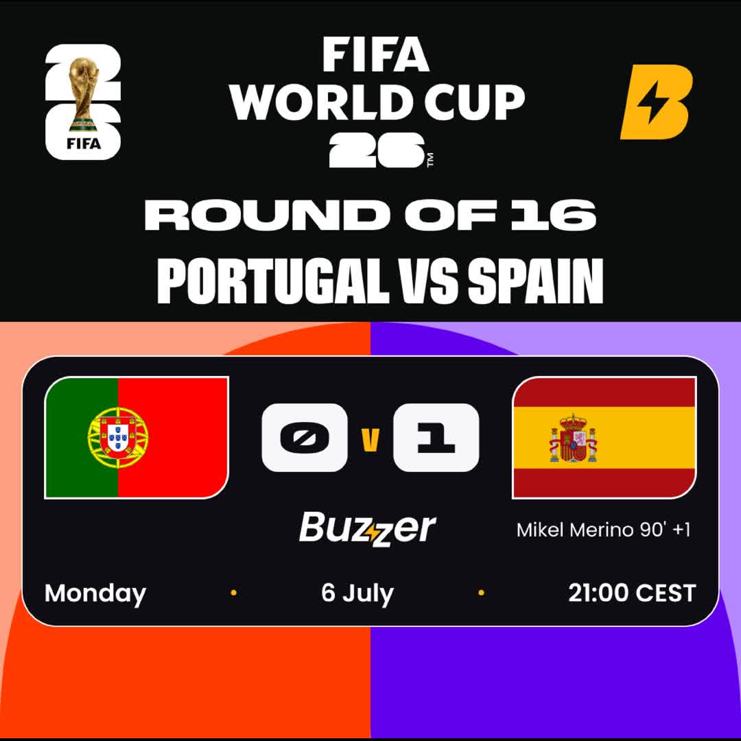 Post by Buzzer Fan: 🇵🇹 Portugal vs Spain 🇪🇸 Stoppage-time drama! Mikel Merino fires Spain past Portugal into the Quarter-Finals!...