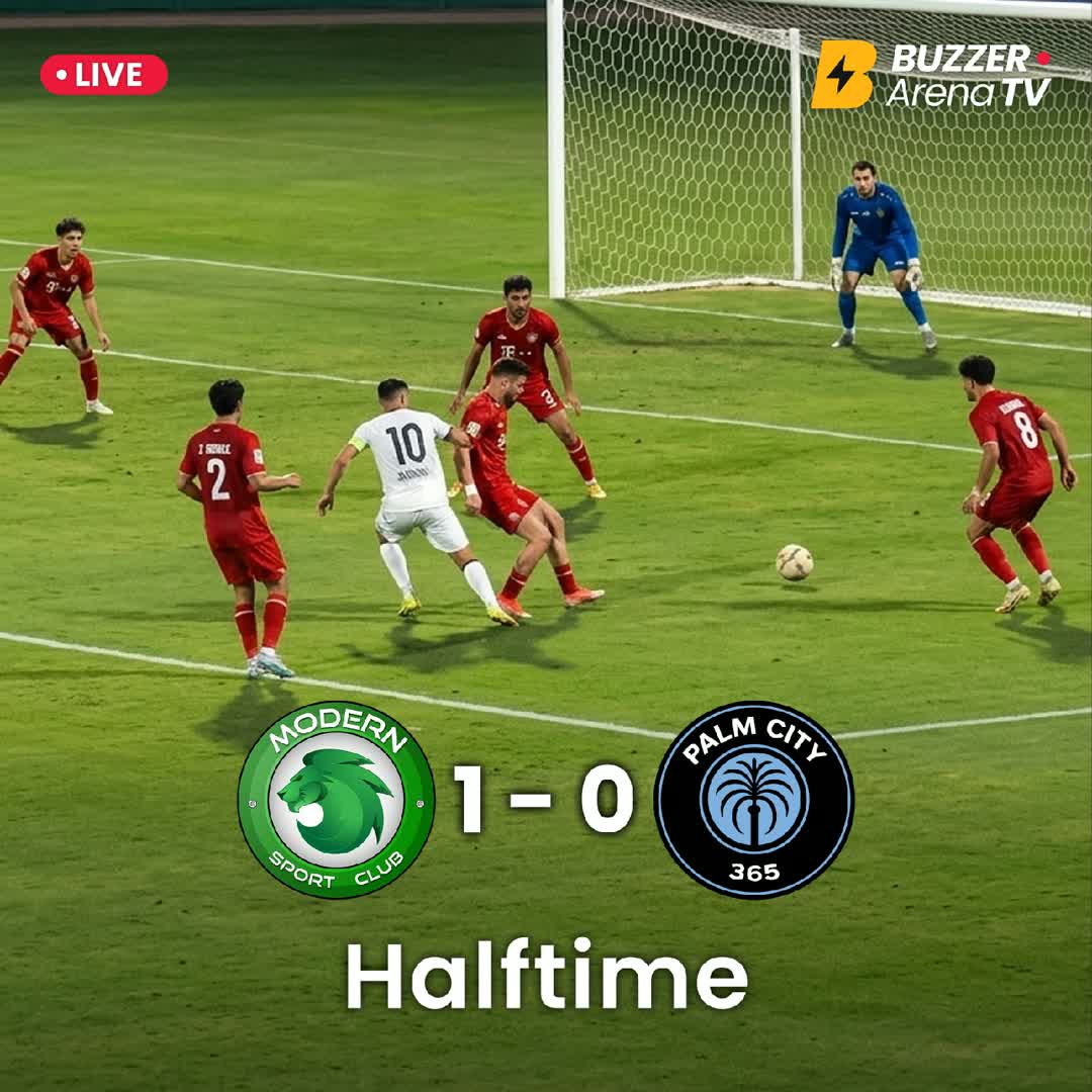 Post by Buzzer Fan: HALF-TIME ⏱️⚽ Modern Sport Club leads 1–0 against FC Palm City at the break. A tight first half — all to play for in...