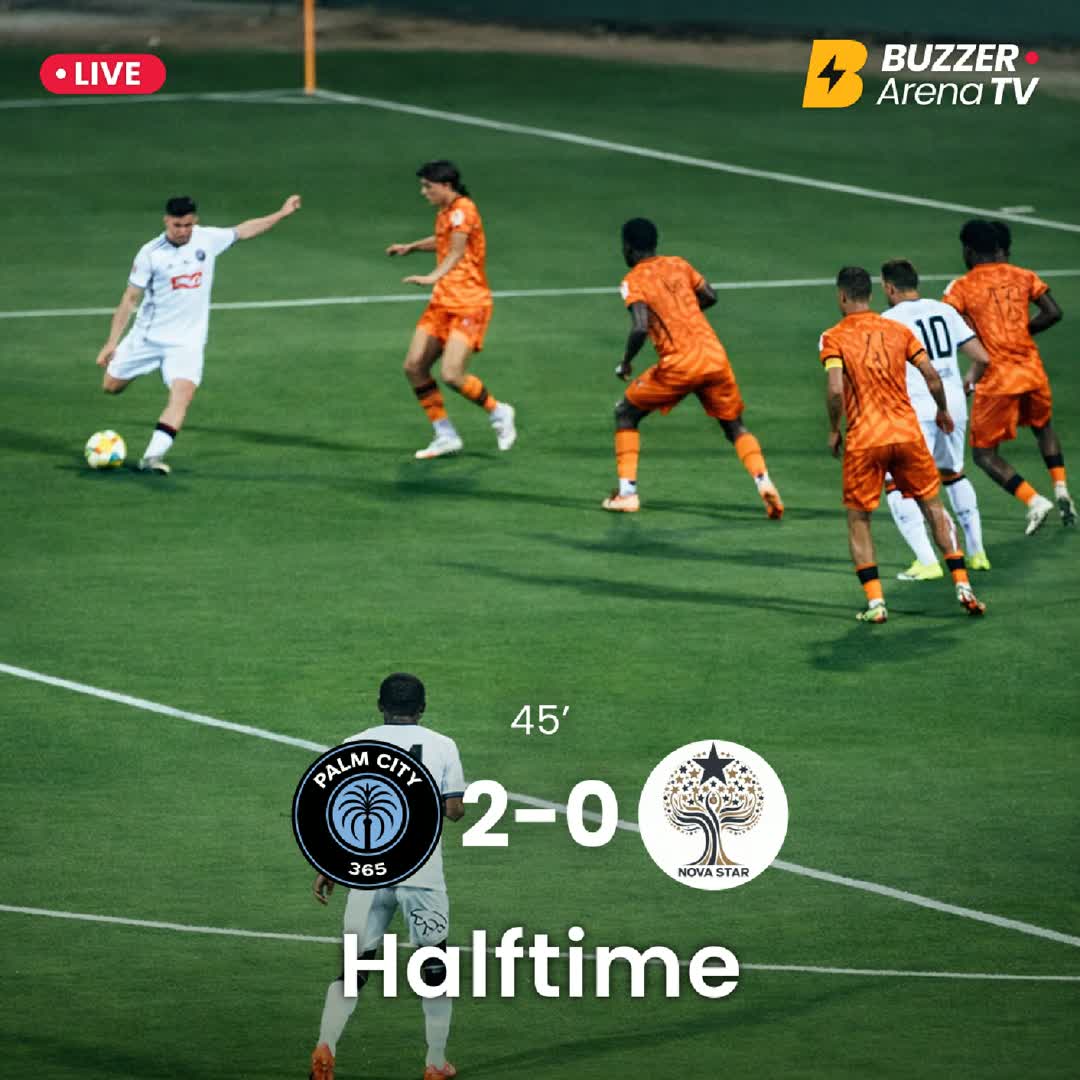 Post by Buzzer Fan: HALF-TIME ⏱️⚽ FC Palm City leads 2–0 against Nova Star SC at the break! A dominant first half — will Nova Star fight...