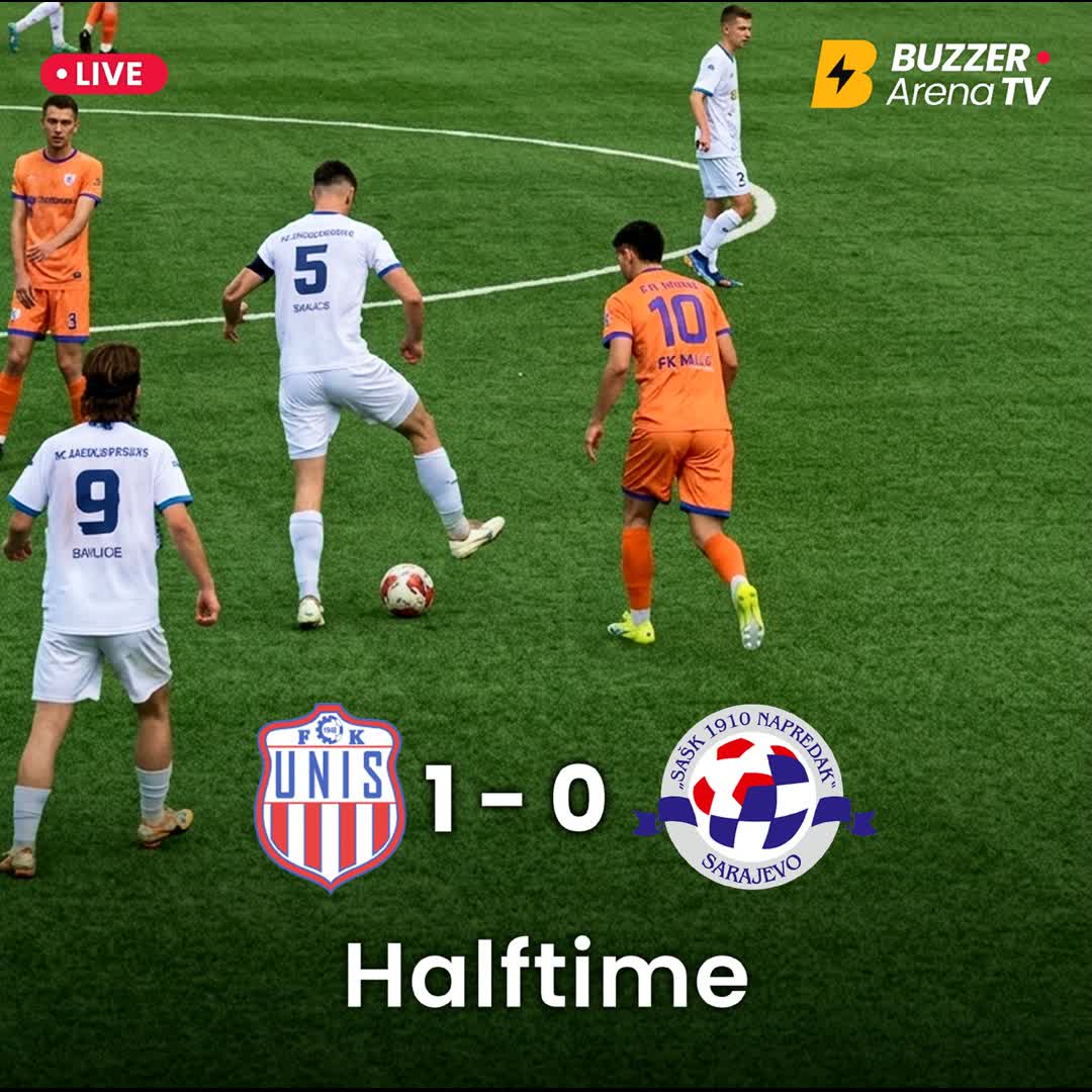 Post by Buzzer Fan: Halftime at the Arena! 🏟️ FK UNIS 1 - 0 NK SAŠK Napredak One goal separates the sides at the break. A massive 45...