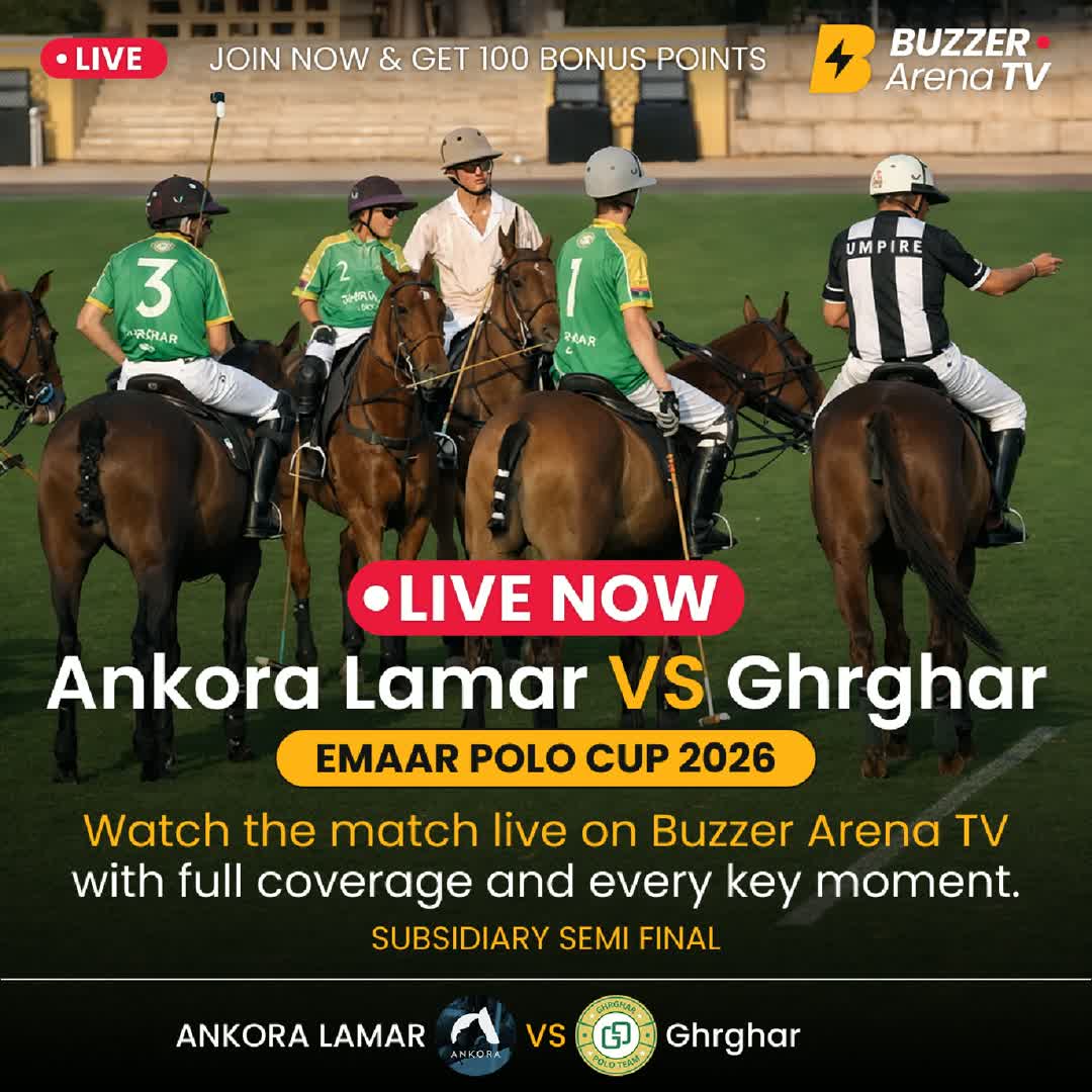 Post by Buzzer Fan: Kick-off in Dubai 🏇 Ankora/Lamar vs Ghrghar is LIVE. Watch it LIVE on Buzzer. #AnkoraLamar #GhrgharPolo...