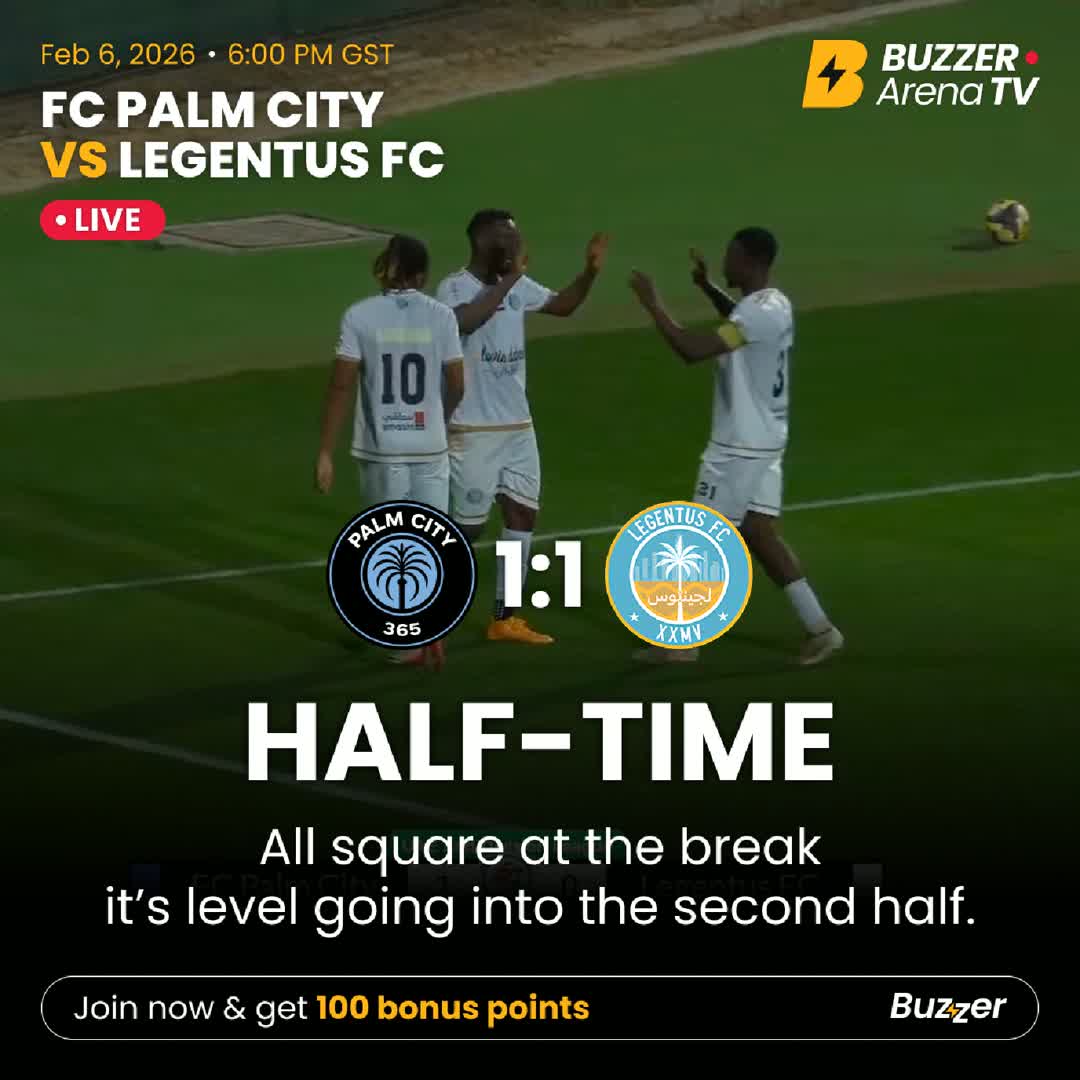 Post by Buzzer Fan: HALF-TIME ⏸️ All level at the break — 1–1 ⚽️🔥