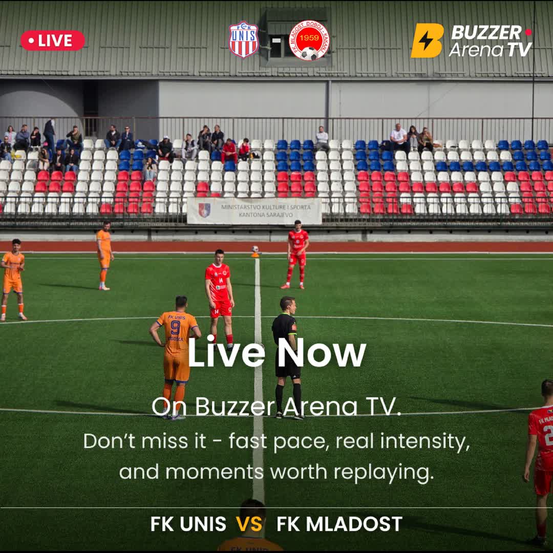 Post by Buzzer Fan: FK UNIS vs FK MLADOST is on 🔥 Live from the center spot. 🎥⚽ Watch it unfold on Buzzer Arena TV. #fkunis #fkmladost...