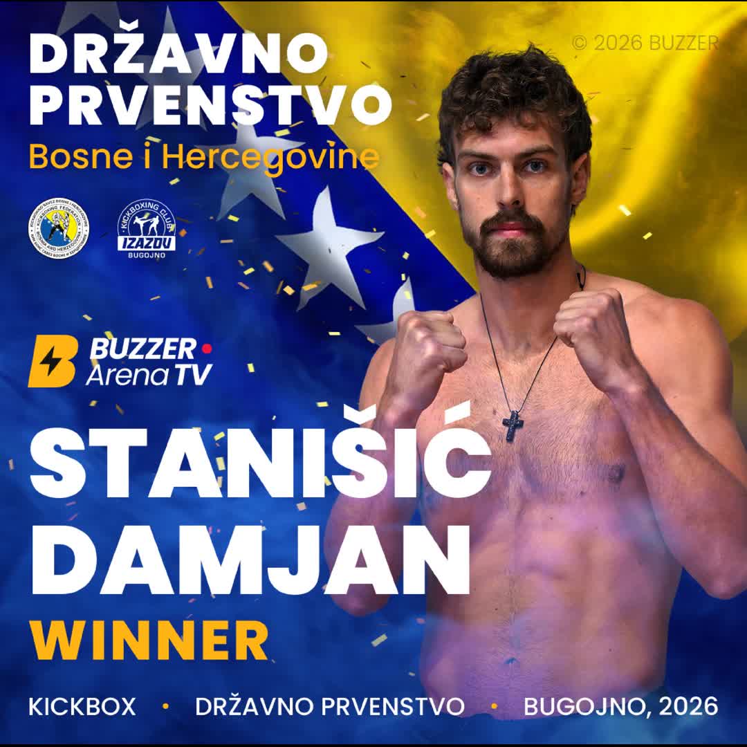 Post by Buzzer Fan: Čestitke Damjanu Stanišiću na vrijedno zarađenoj pobjedi!⚡️ #buzzer #kickbox #fight #bih