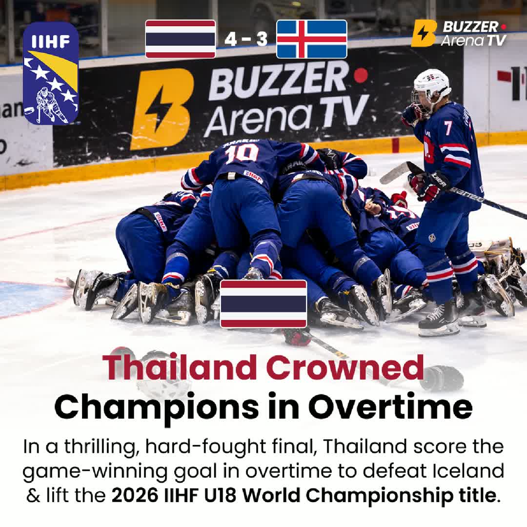 Post by Buzzer Fan: 🏒 CHAMPIONS IN OT! 🇹🇭 At the IIHF Ice Hockey U18 World Championship — Thailand win GOLD, beating Iceland 4–3 in...