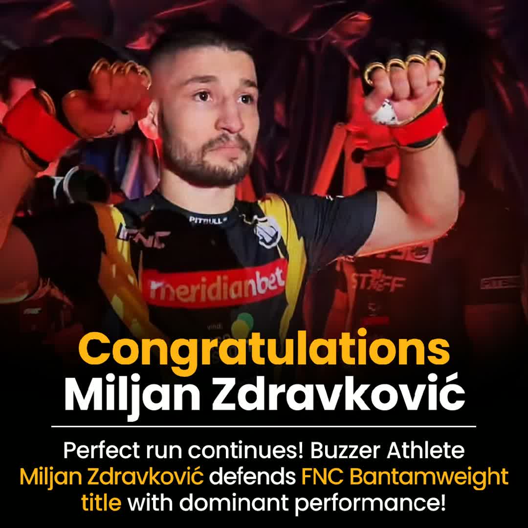Post by Buzzer Fan: Perfect run continues! Buzzer Athlete Miljan Zdravković secures the win and defends FNC Bantamweight title!⚡ @_bushidoo_