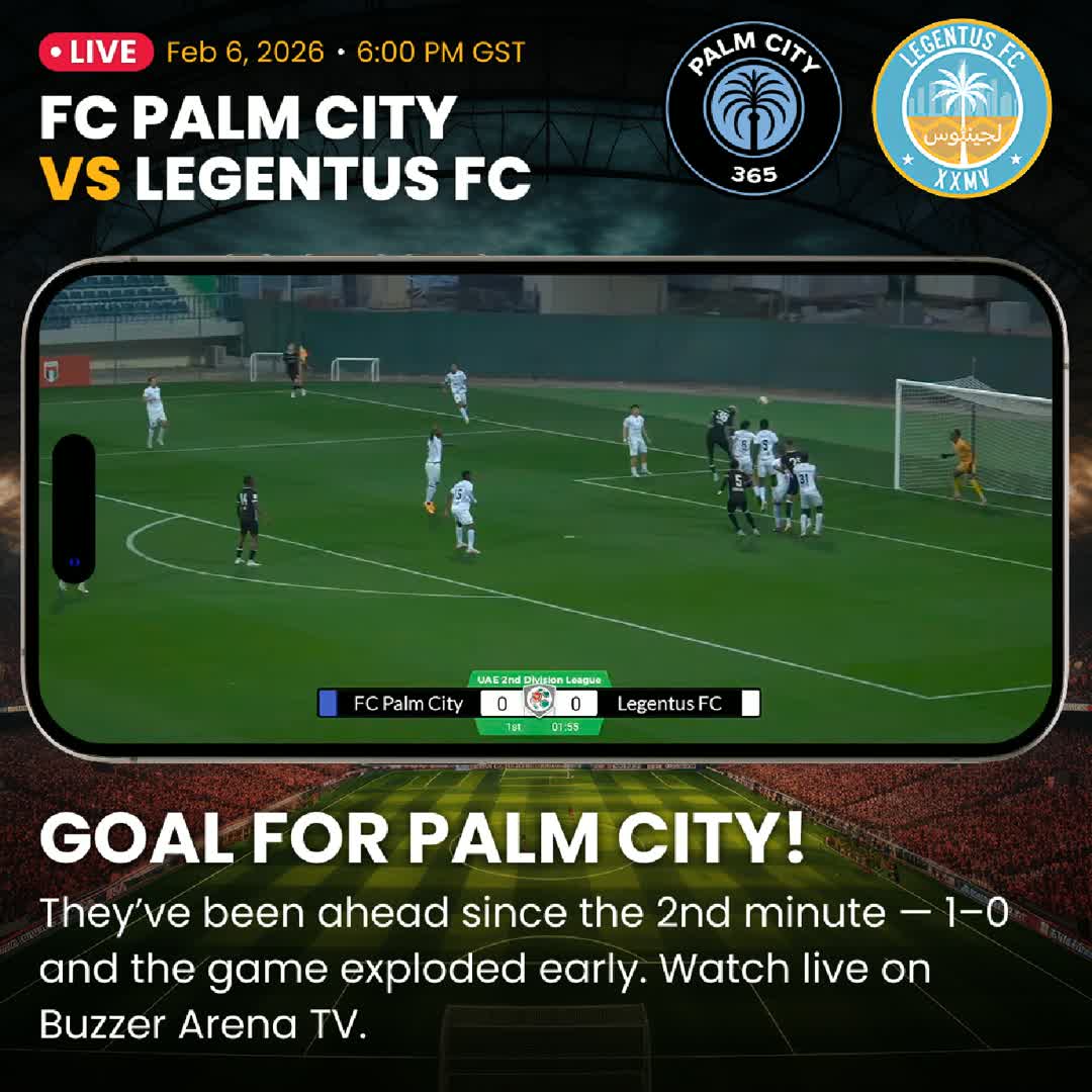Post by Buzzer Fan: EARLY UPSET! ⚡️ FC Palm City score first and take the lead! 🔥⚽️ #BuzzerLive #SecondDivisionLeague #PalmCityFC...