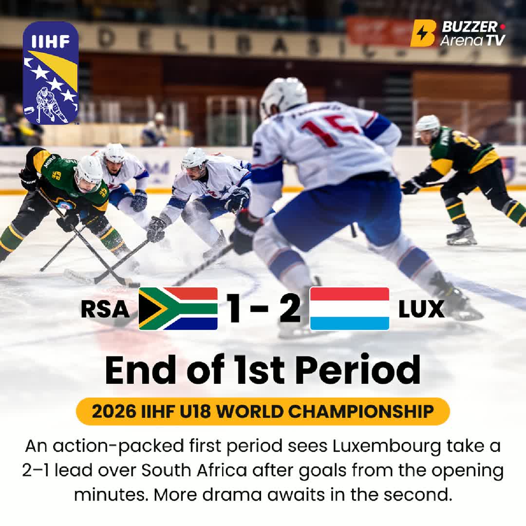 Post by Buzzer Fan: 🏒 RSA 🇿🇦 vs LUX 🇱🇺 End of the 1st Period Luxembourg head into the break with a narrow 2–1 lead over South...