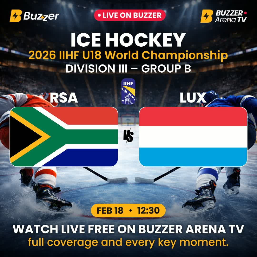 Post by Buzzer Fan: 🏒 RSA 🇿🇦 vs LUX 🇱🇺 📅 18 February | 🕧 12:30 South Africa take on Luxembourg in the 2026 IIHF Ice Hockey U18...