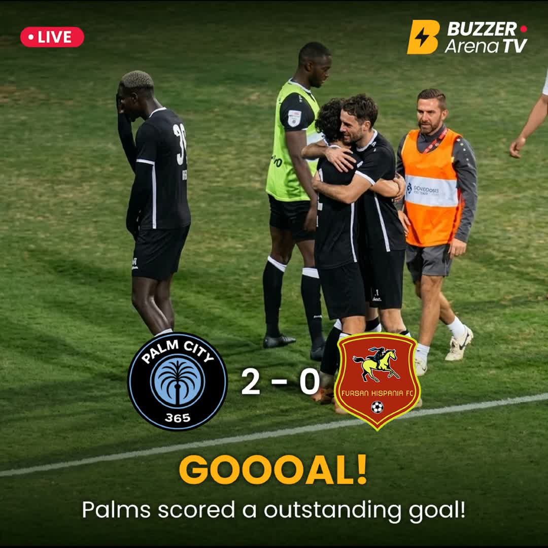 Post by Buzzer Fan: 🔥 Palms are flying! Another one hits the net — 2-0! ⚽️⚽️ 📺 LIVE on Buzzer Arena TV #buzzer #palmcityfc...