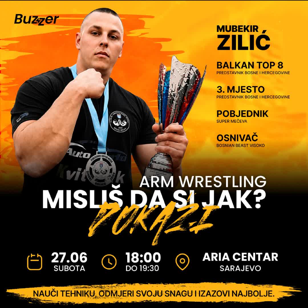 Post by Buzzer Fan: 💪 Buzzer Arm Wrestling Challenge vas poziva na obračun s jednim od najboljih armwrestling takmičara u regiji!...