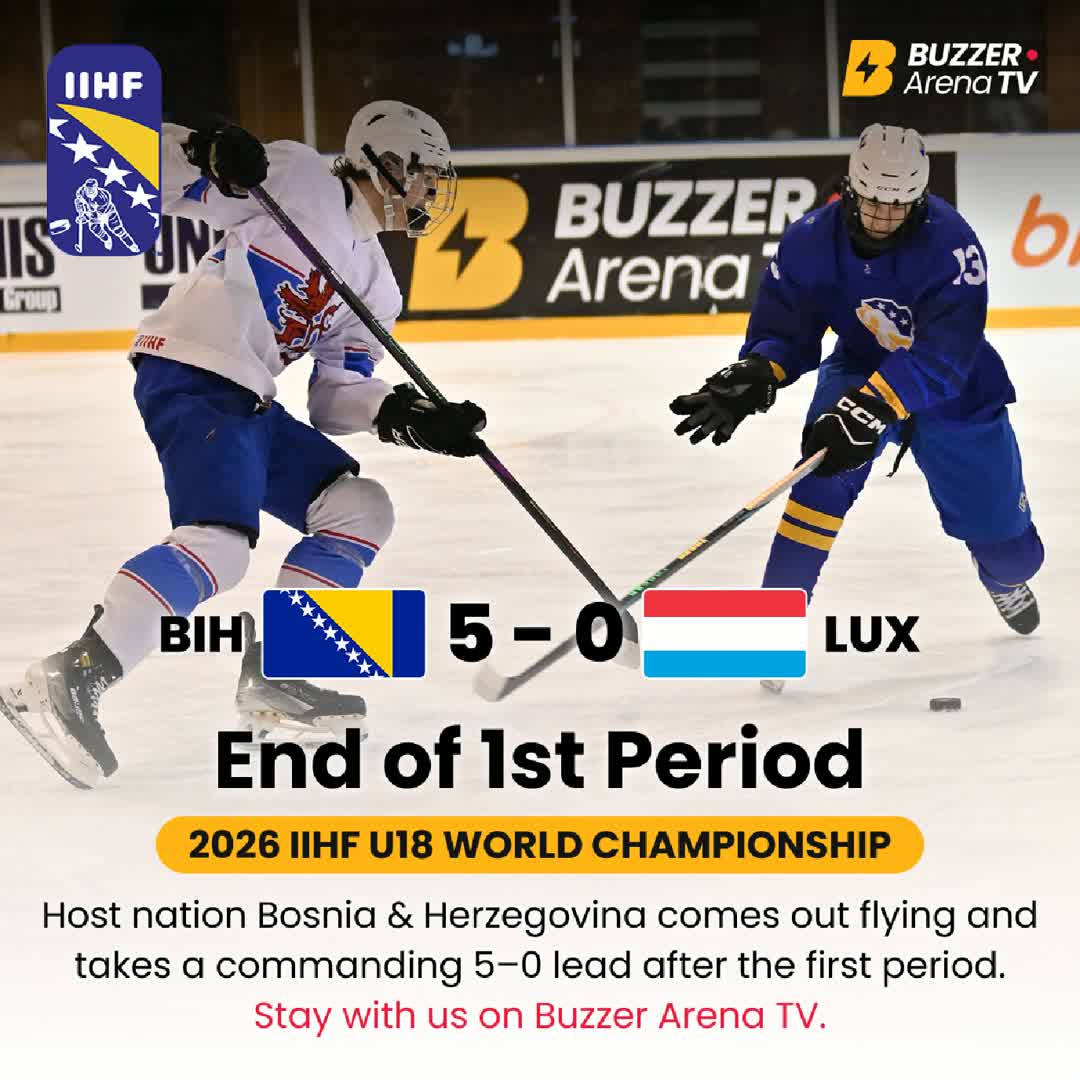 Post by Buzzer Fan: 🏒 BIH 🇧🇦 vs LUX 🇱🇺 End of the 1st period. 🇧🇦 Bosnia and Herzegovina lead 5–0! 🔥 Big start, big energy 💪...