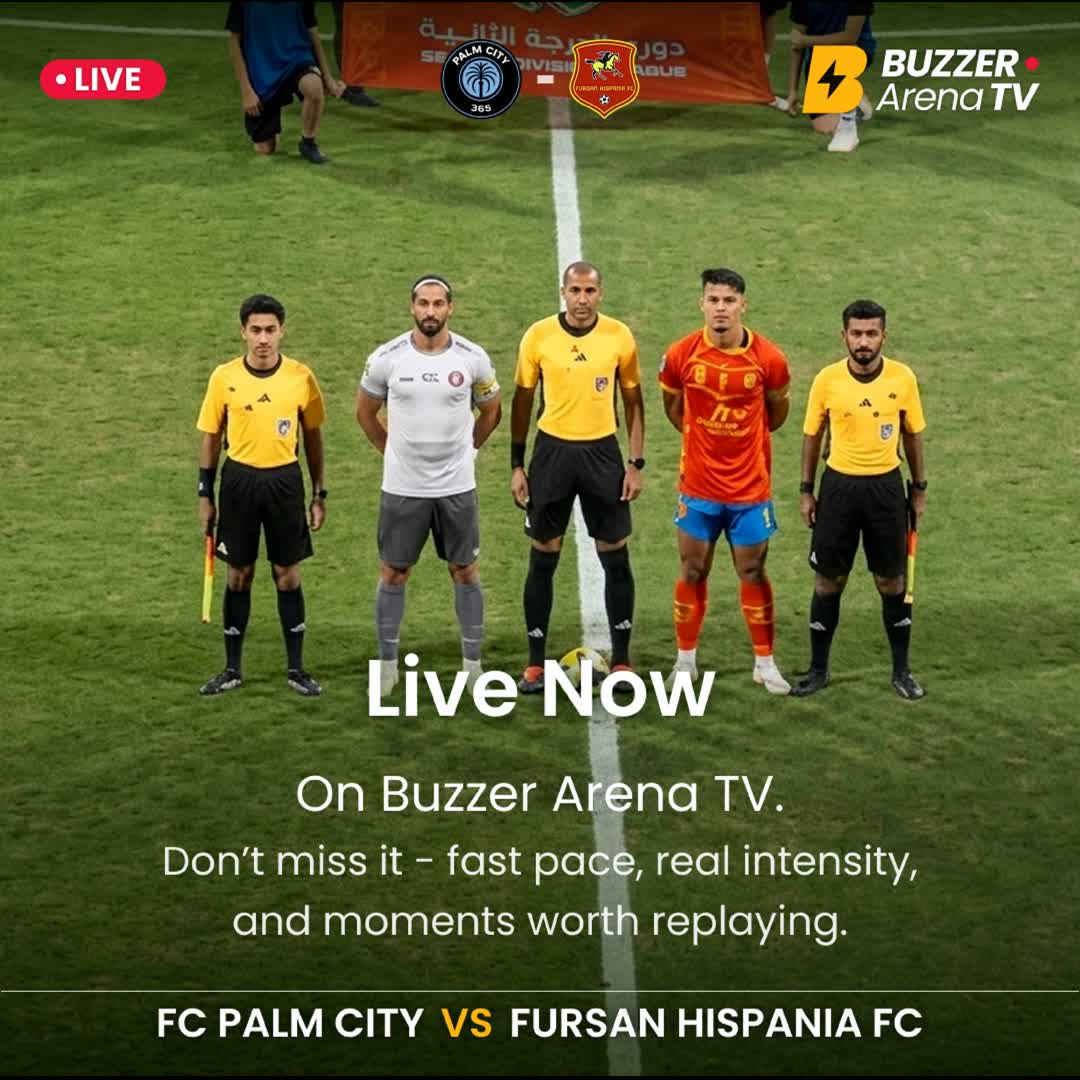 Post by Buzzer Fan: 🔴 LIVE NOW It’s game time in the Second Division League ⚽🔥 FC Palm City 🆚 Fursan Hispania FC Fast tempo, big...