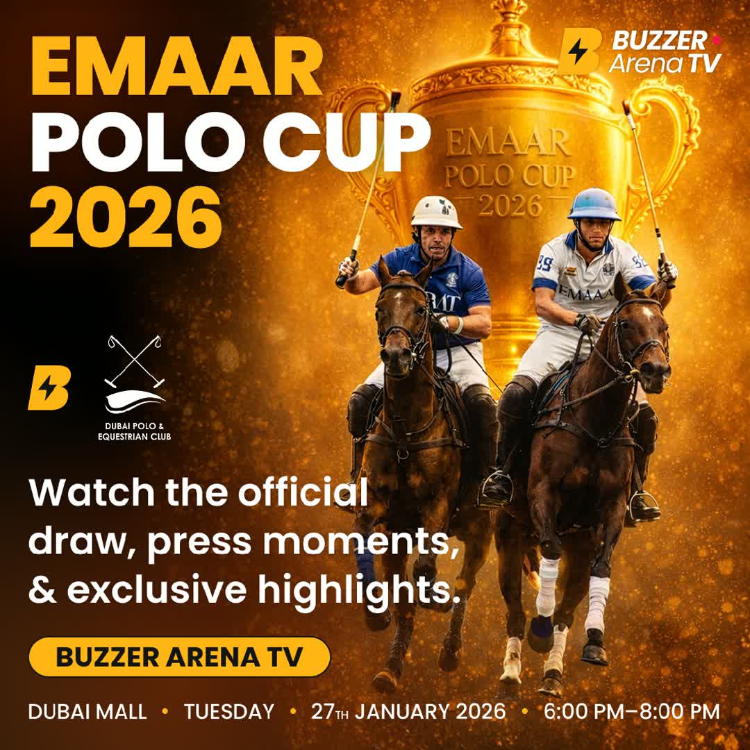 Post by Buzzer Fan: ⚡ Dubai, it’s happening LIVE! EMAAR POLO CUP 2026 – catch the official draw, press moments & highlights on Buzzer...