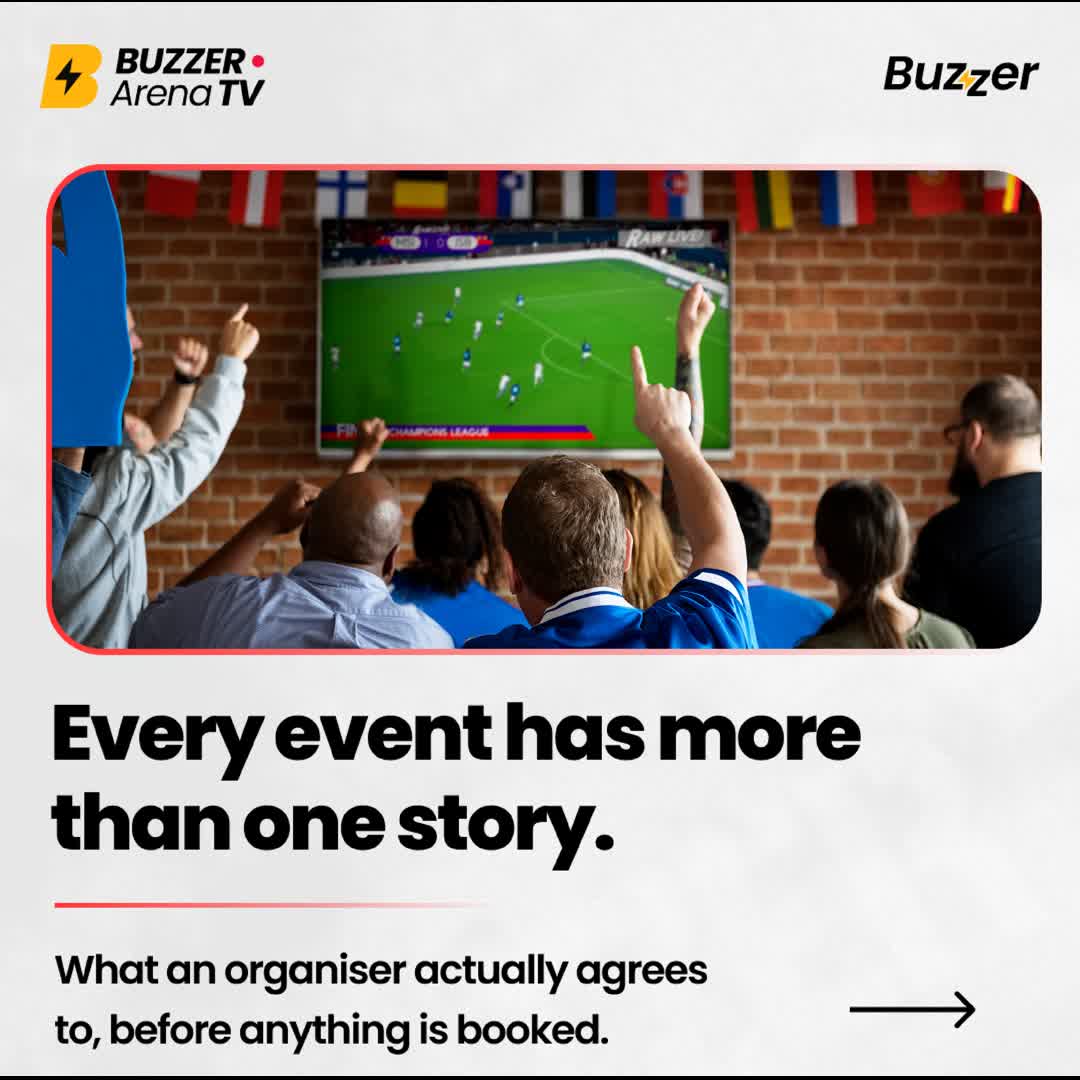 Post by Buzzer Fan: Before an event is booked, does the organiser know exactly what they'll receive? 📺 With Buzzer Arena TV, organisers...