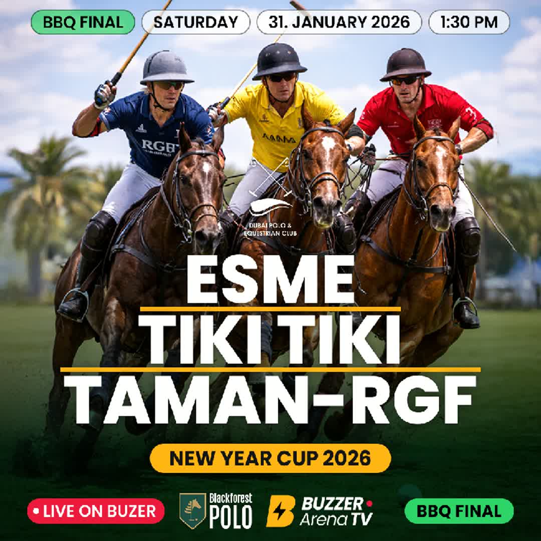 Post by Buzzer Fan: BBQ FINAL (1:30 PM) New Year Cup 2026 🏆 New Year Cup 2026 – BBQ Final Live on Buzzer from Dubai Polo & Equestrian...