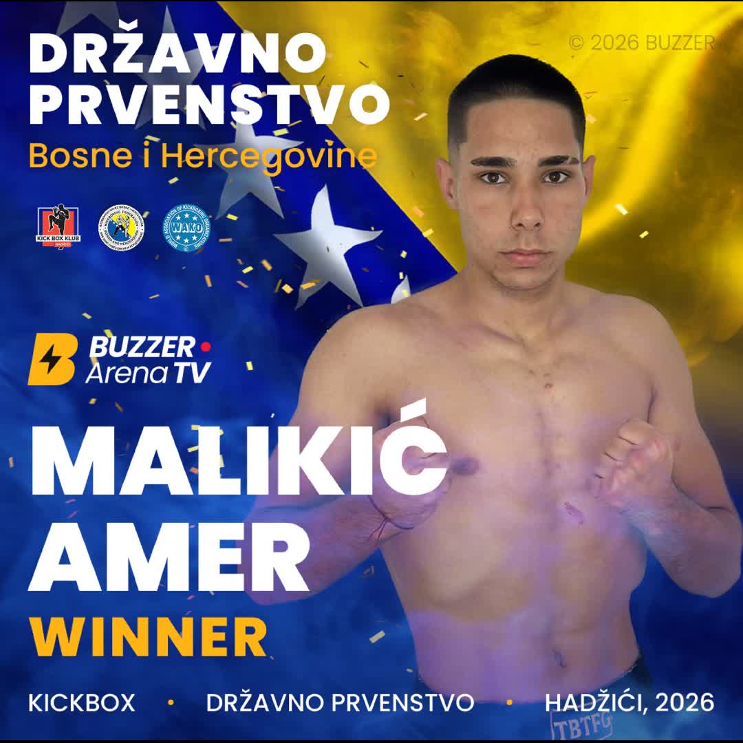 Post by Buzzer Fan: Čestitamo Malikić Ameru na osvojenom Državnom prvenstvu BiH u kategoriji -75 kg full K1 👏🏻 #kickboxing #bih #fight...