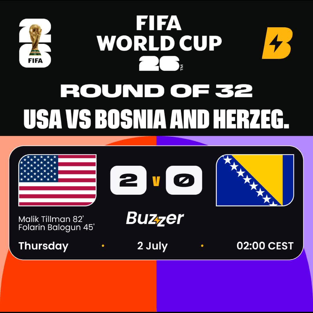 Post by Buzzer Fan: 🇺🇸 USA vs Bosnia and Herzegovina 🇧🇦 Clean sheet and a ticket to the next round! USA shuts out Bosnia to advance!...