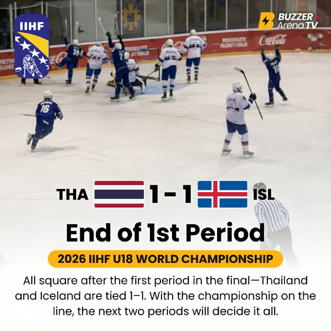 Post by Buzzer Fan: 🏒 End of 1st Period | THA 🇹🇭 vs ISL 🇮🇸 The gold medal showdown at the IIHF Ice Hockey U18 World Championship...