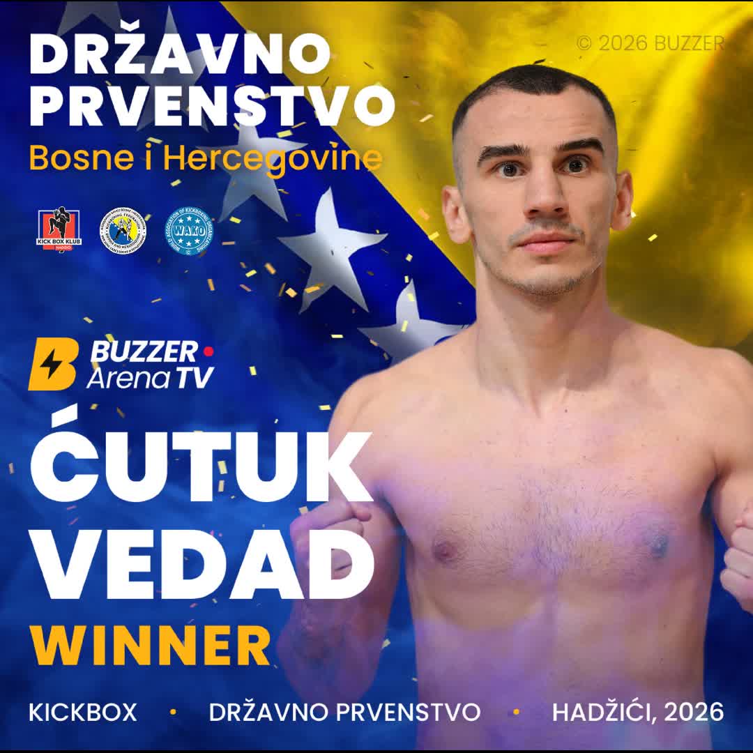 Post by Buzzer Fan: Čestitamo Ćutuk Vedadu na osvojenom Državnom prvenstvu BiH u kategoriji -63.5 kg K1 👏🏻 #kickboxing #bih #fight #buzzer