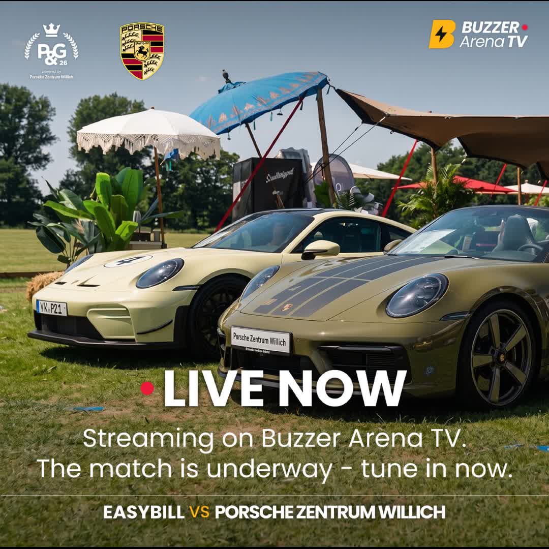 Post by Buzzer Fan: 🏇🔥 LIVE FROM POLO & GENUSS 2026! The action is underway as Easybill and Porsche Zentrum Willich battle it out on...