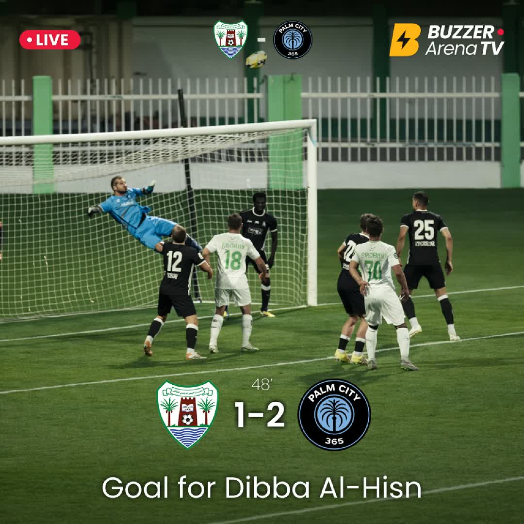 Post by Buzzer Fan: GOAL ⚽🔥 Dibba Al-Hisn SC pulls one back! The score is now 2–1 against FC Palm City. Game getting tighter as Dibba...