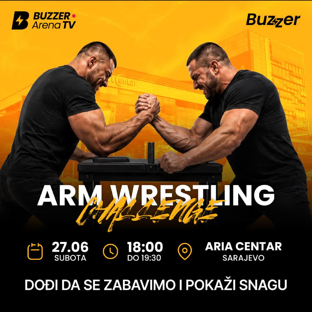 Post by Buzzer Fan: 💪🏻🔥 SPREMNI ZA IZAZOV? Buzzer vas poziva na jedinstveni Arm Wrestling Challenge koji će se održati na platou Aria...