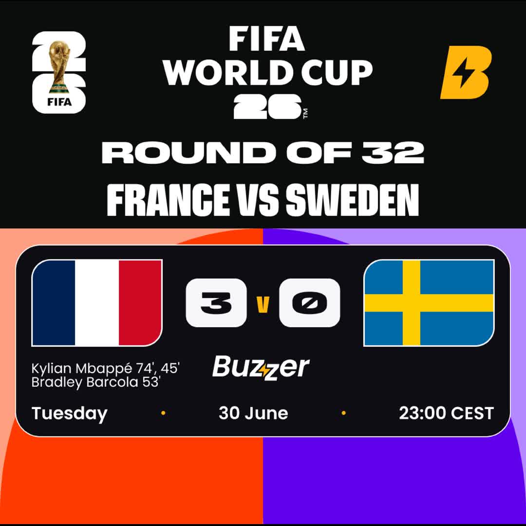 Post by Buzzer Fan: 🇫🇷 France vs Sweden 🇸🇪 Les Bleus cruise! Dominant France brush Sweden aside to seal their Round of 16 spot!...