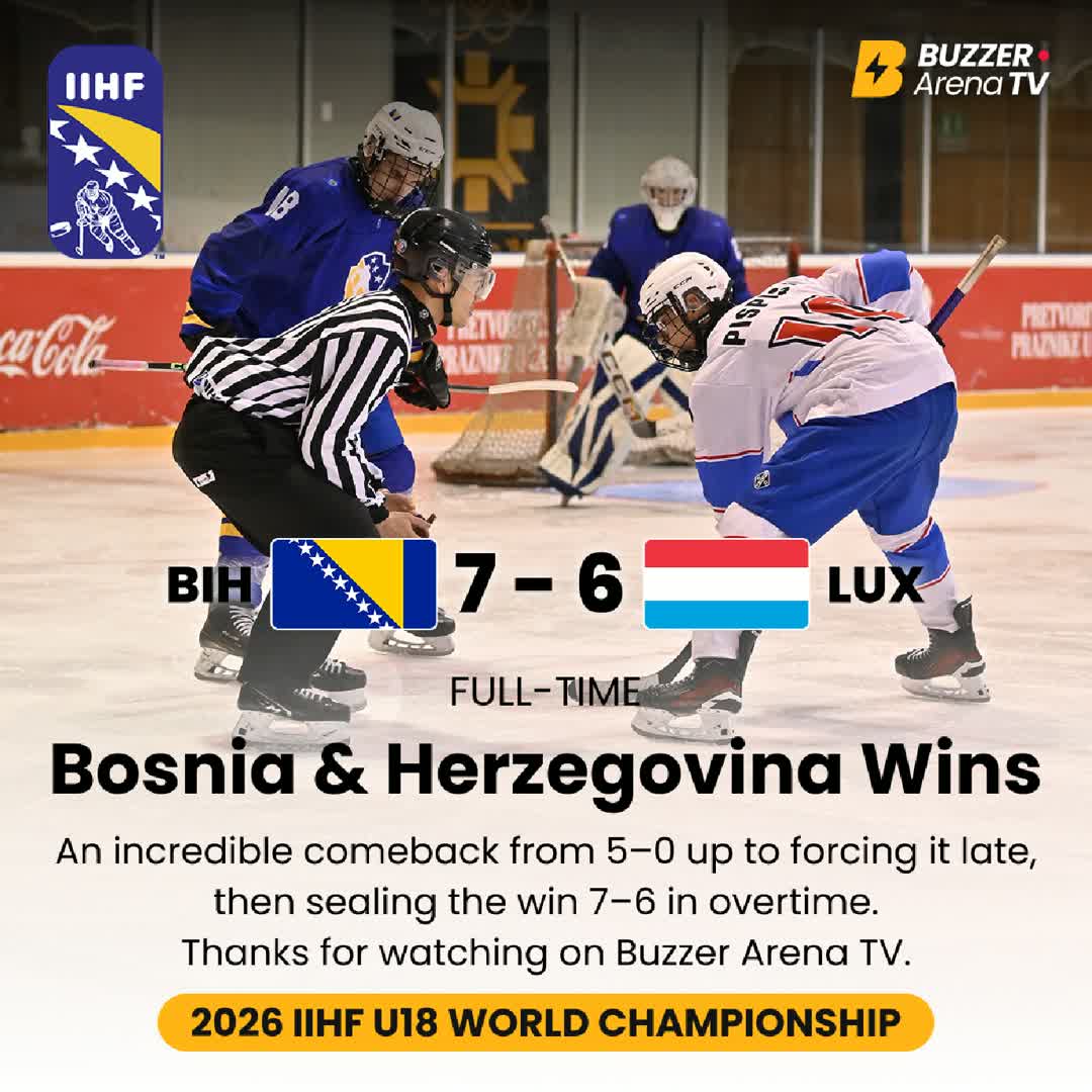 Post by Buzzer Fan: MADNESS 🤯🔥 🇧🇦 Bosnia and Herzegovina win 7–6 in OT after a 6–6 tie in regulation. 🚨 Silajdžić with the dagger....