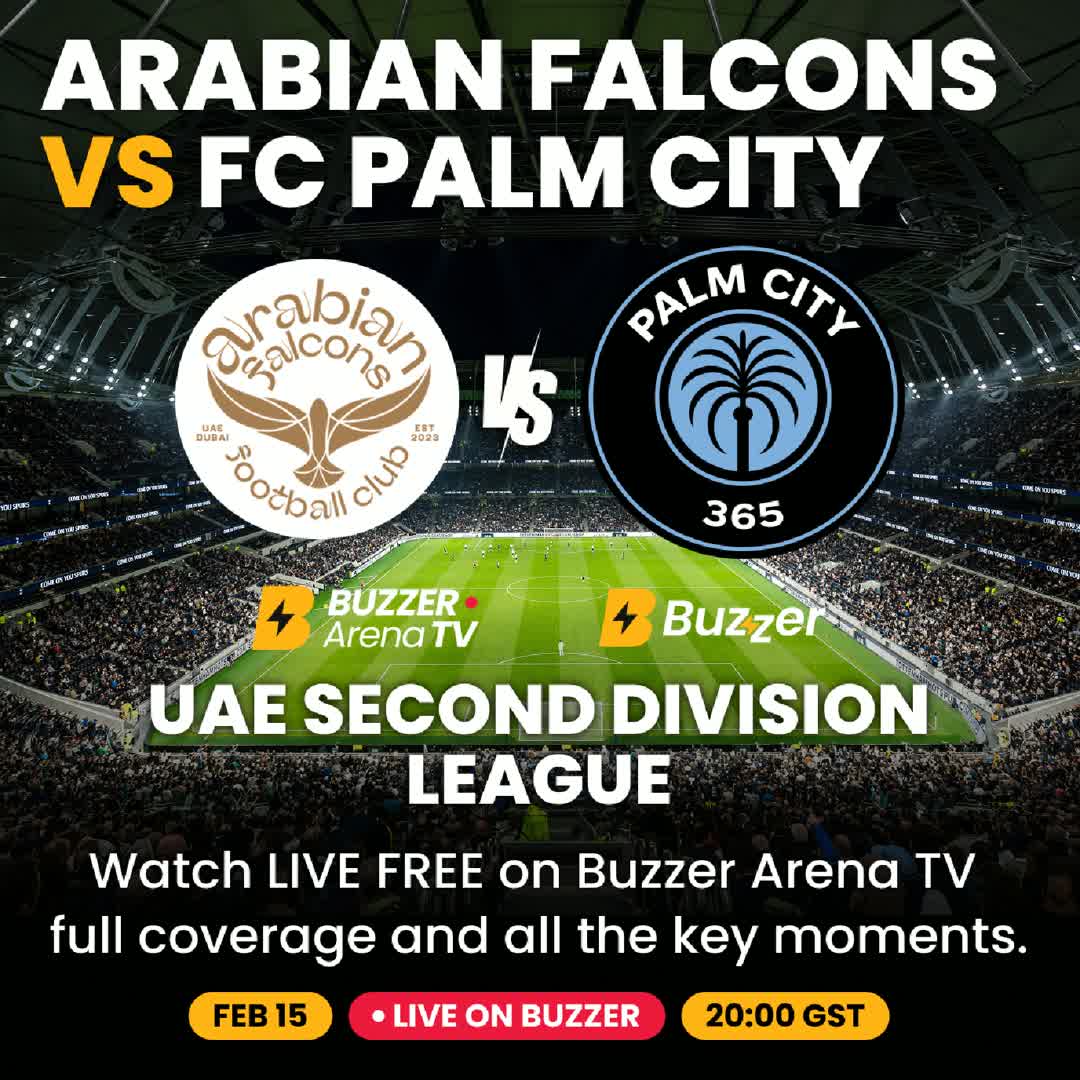 Post by Buzzer Fan: Matchday is calling 📣⚽ Arabian Falcons go head-to-head with FC Palm City in the UAE Second Division League. 📅 Feb...