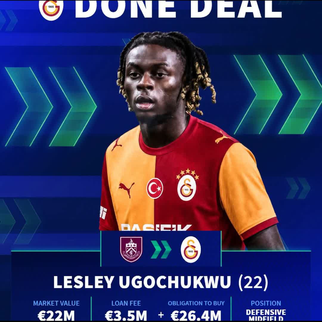 Post by Ekwueme Chibuike: 🦁 Galatasaray land Lesley Ugochukwu on loan with a €26.4m obligation to buy. A major investment in midfield! 🔥