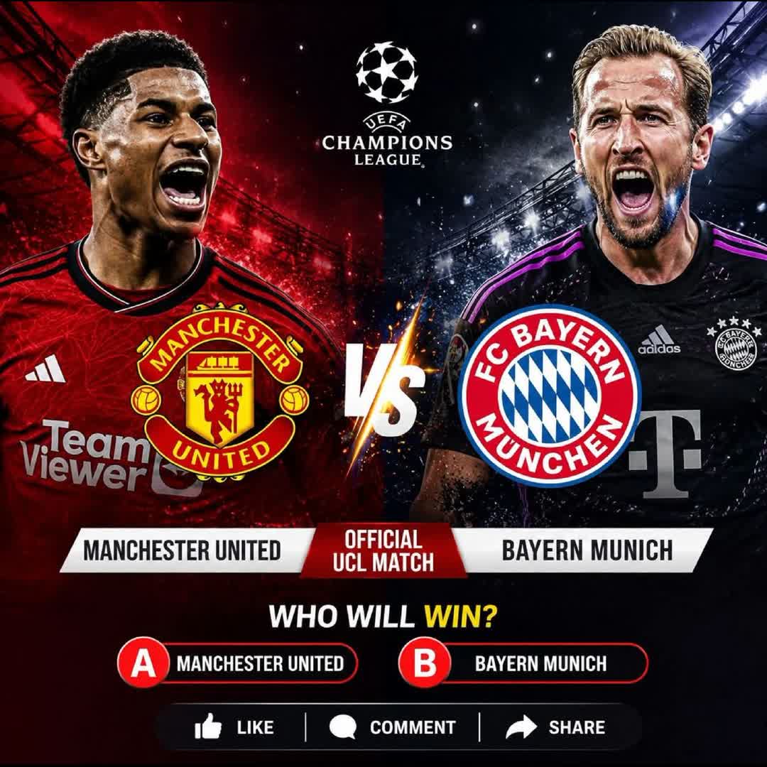 Post by Ekwueme Chibuike: 🚨 OFFICIAL UEFA CHAMPIONS LEAGUE SHOWDOWN! 🏆⚽ 🔴 Manchester United 🆚 Bayern Munich 🔴 WHO WILL WIN? 👀🔥 🅰️...