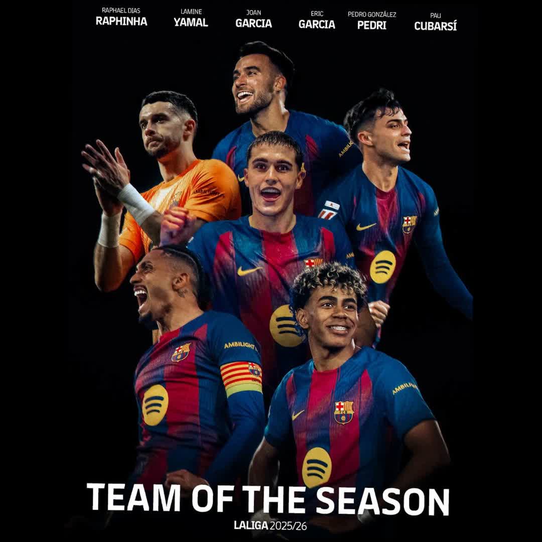 Post by Chinaka Prince: ⭐️ Joan Garcia, Eric, Cubarsí, Pedri, Raphinha and Lamine Yamal in LaLiga’s ‘𝙏𝙚𝙖𝙢 𝙤𝙛 𝙩𝙝𝙚 𝙎𝙚𝙖𝙨𝙤𝙣’! ⭐️...