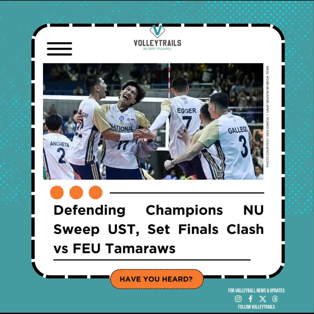 Post by Volleytrails .: Finals Bound! 🔥 Defending champions NU Bulldogs book their place in the Finals Round after sweeping the UST Golden...