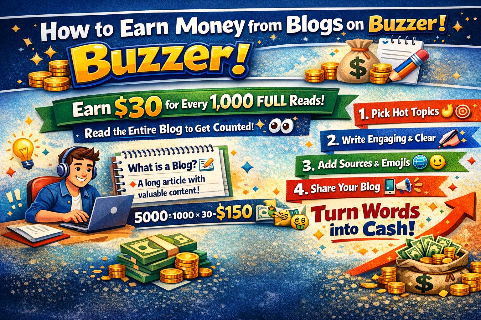 💡 How to Earn Money from Writing Blogs on Buzzer: Turn Your Words into Real Income! 💰📝