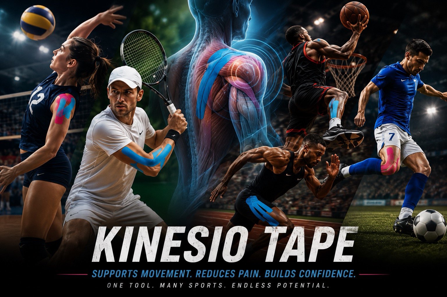 Look closely at almost any professional sporting event and you’ll spot it.



A strip across a volleyball player’s shoulder. 

Tape around a tennis player’s elbow. 

Bright lines running along a sprinter’s thigh. 

An ankle wrapped after a hard landing on the basketball court.



Kinesio tape has quietly become part of the modern athlete’s toolkit.

And athletes aren’t using it for just one reason.



**Pain. Swelling. Movement. Recovery. Confidence.**

As a physiotherapist who has used kinesio tape in clinical practice, I’ve always found that interesting. Because when you see an athlete competing with half their shoulder covered in tape, the natural question is:



**What is that tape actually doing?**

And the answer is more useful than simply calling it a miracle or a gimmick.



**It’s Not Just About Injury**

One of the biggest misconceptions about kinesio tape is that it’s simply there to “hold” an injured body part together.



That’s not really the point.



Unlike rigid athletic tape, kinesio tape is elastic and designed to move with the body. Developed in the 1970s by Japanese chiropractor Kenzo Kase, it was designed around the idea of influencing the body’s sensory system through the skin.



That matters in sport.



Think about a volleyball player repeatedly reaching overhead for a block or spike. Or a tennis player hitting hundreds of serves across a tournament. Or a basketball player repeatedly cutting, jumping, and landing on an ankle that’s still recovering.

The tape isn’t replacing the athlete’s strength or conditioning.



But it may provide **another layer of sensory feedback**, a reminder of where that body part is and how it is moving.

Sometimes that’s all an athlete needs from it.



**Pain, Swelling and the Things Athletes Actually Deal With**

Sport isn’t always about dramatic injuries.

Sometimes it’s the shoulder that starts aching during the third set.

The elbow that gets irritated halfway through a tournament.

The ankle that becomes swollen after an awkward landing.

The muscle that feels different after repeated sprinting.

This is where kinesio tape can have a practical role.



Some research supports short-term pain relief and improvements in certain functional outcomes for specific musculoskeletal conditions. That doesn’t mean the tape is repairing the underlying tissue, but reducing symptoms can sometimes make movement more comfortable while the athlete continues their rehabilitation.



For a tennis player dealing with lateral elbow pain, for example, tape may be used as part of a broader strategy to manage symptoms during training or competition.



For an overhead athlete, it may provide sensory input around a painful shoulder while strengthening and movement retraining continue in the background.



**Less pain doesn’t mean the injury is fixed.**

But less pain can sometimes make it easier to move well. And movement matters.



**What About Swelling?**

This is another reason you’ll see kinesio tape used around injured ankles, knees, and other areas.

Certain taping techniques are designed with the intention of influencing superficial fluid or lymphatic movement.

Imagine a basketball player landing awkwardly after a rebound and developing ankle swelling. Or a footballer taking a knock to the lower leg during a match.

The tape may be incorporated into the wider recovery strategy alongside appropriate loading, compression when indicated, elevation, and rehabilitation.

But this is where we need to keep expectations realistic.

Kinesio tape hasn’t consistently demonstrated a major advantage for reducing acute swelling, particularly after ankle sprains.

So I wouldn’t describe it as a guaranteed “drainage” tool.



**It may have a role. It just isn’t the whole recovery plan.**

And that’s an important distinction.



**Can It Actually Improve Performance?**

Now we get to the question every sports fan eventually asks.

Can the tape make an athlete better?

If you’re expecting it to suddenly give a sprinter more speed or a volleyball player more power, probably not.

There isn’t strong evidence that kinesio tape consistently improves strength, speed, or power in healthy athletes.

And honestly, that makes sense.

Tape doesn’t build muscle.

It doesn’t improve cardiovascular fitness.

It doesn’t replace thousands of repetitions in training.



**The tape isn’t doing the sprinting.**

But performance isn’t only about raw strength and power.

It’s also about how confidently an athlete moves.

A basketball player returning after an ankle injury may feel more secure with tape around the joint.

A volleyball player may feel more comfortable reaching overhead.

A tennis player may feel less protective of an irritated elbow.

The tape may not be dramatically changing their physical capacity.

But if it changes how they **perceive and approach movement**, that can still matter.



**The Confidence Factor**

This is probably one of the most overlooked parts of sports rehabilitation.

Athletes aren’t machines.

They remember injuries.

They remember the landing that hurt.

They remember the match where their shoulder started giving them trouble.

And when they return, that memory can influence how they move.

If kinesio tape makes an athlete feel more secure, it may reduce hesitation or protective movement.

That’s not the same as saying the tape is mechanically stabilizing the joint.



It’s about **confidence and sensory feedback**.

And at a high level of sport, where small differences in movement and decision-making can matter, confidence isn’t insignificant.



**Why Do Athletes Keep Coming Back to It?**

There’s another explanation that has nothing to do with physiology.

**Routine.**

Warm-up.

Music.

Shoes.

Strapping.

Taping.

Every athlete has rituals before competition.

For some, kinesio tape becomes part of that routine. It signals that they’re ready to train or compete.



And if something helps an athlete feel prepared without interfering with movement, there’s a reason they may continue using it.

Then there’s the obvious factor:

**You can’t miss it.**



Kinesio tape is highly visible in professional sport. Brands sponsor athletes and teams, and those bright strips have become part of the visual language of modern athletics.

So what we see on television can be a combination of clinical practice, athlete preference, psychology, routine and marketing.

Sometimes all of them at once.



**My Take as a Physiotherapist**

If an athlete asked me, **“Should I use kinesio tape?”**, I wouldn’t immediately say yes.

And I wouldn’t immediately say no.

I’d ask a different question:

**“What are you hoping it will do?”**



If the answer is to prevent every injury, dramatically improve performance, or heal damaged tissue faster, I’d set more realistic expectations.



But if the goal is short-term symptom management, better body awareness, sensory feedback, or using it as one part of a recovery strategy, I think there can be a reasonable place for it.

The key is knowing where it belongs.



**Alongside rehabilitation - not instead of it.**

The athlete still needs progressive strengthening.

They still need appropriate loading.

They still need conditioning, mobility, neuromuscular control, recovery, and sport-specific preparation.

The tape is the accessory.



**The rehabilitation is the work. The Bottom Line**

So, does kinesio tape have a place in modern sport?



**Yes but probably not for the reasons we once thought.**

It isn’t a magic performance enhancer, and it isn’t going to make an athlete stronger, faster, or injury-proof overnight.



Where it can be useful is much more practical: helping some athletes manage pain, providing sensory feedback, improving body awareness, and potentially supporting swelling management as part of a wider recovery strategy.



For a volleyball player managing shoulder symptoms, a tennis player dealing with elbow pain, or a basketball player returning from an ankle injury, that small difference can sometimes make movement feel more comfortable and controlled.

But the tape is only one piece of the picture.



**It can support rehabilitation. It cannot replace it.**

Because ultimately, the things that keep athletes performing aren’t hanging from a strip of tape.

They’re built through **training, recovery, progressive rehabilitation, and the work an athlete puts in when nobody is watching.**

And maybe that’s the most realistic way to look at kinesio tape:



**Not a miracle. Not a gimmick. Just another tool and sometimes, the right tool at the right time.**